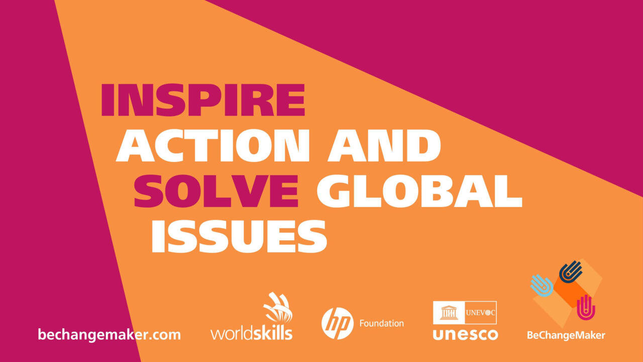 A banner with text for BeChangeMaker 2025 which says "Inspire action and solve global issues".