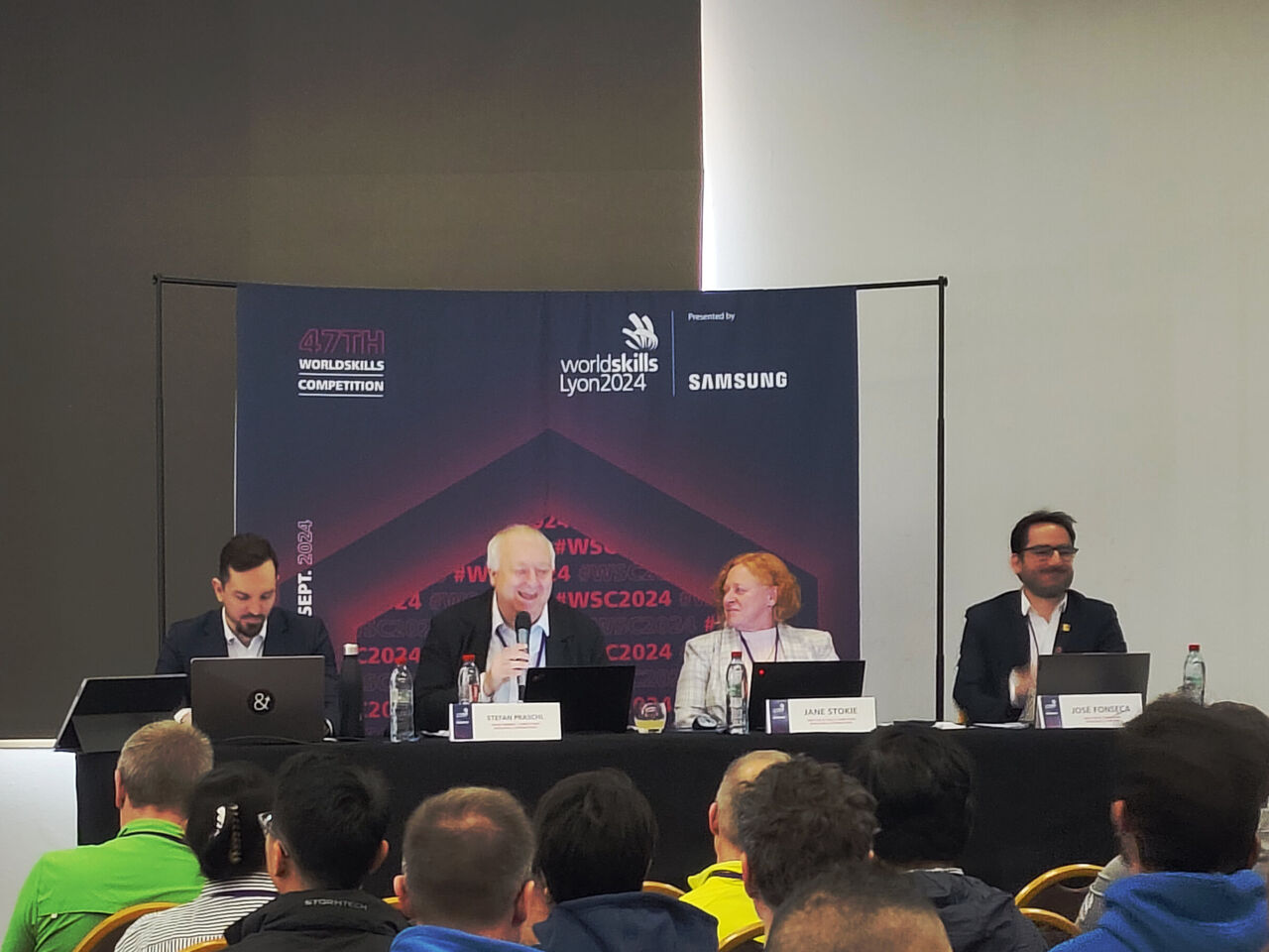 WorldSkills representatives on stage during the first-ever Competition Infrastructure Workshop took place in Lyon, France in March 2023.
