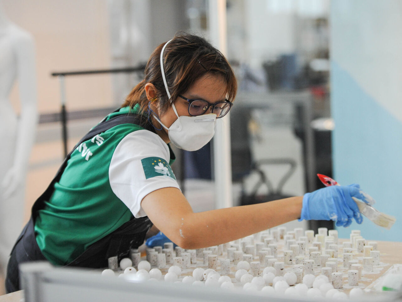 Weng Pun competing in visual merchandising at WorldSkills Kazan 2019 for Macao, China.