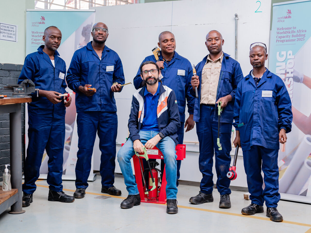 Participants in the WorldSkills Africa capacity building programme, running from April to September 2025, pose for a photograph. 