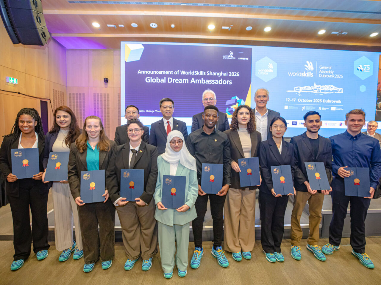 Announcement of WorldSkills Shanghai 2026 Global Dream Ambassadors at&nbsp;WorldSkills General Assembly 2025.

